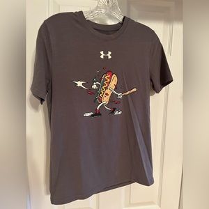 Boys under armour youth large baseball shirt grey